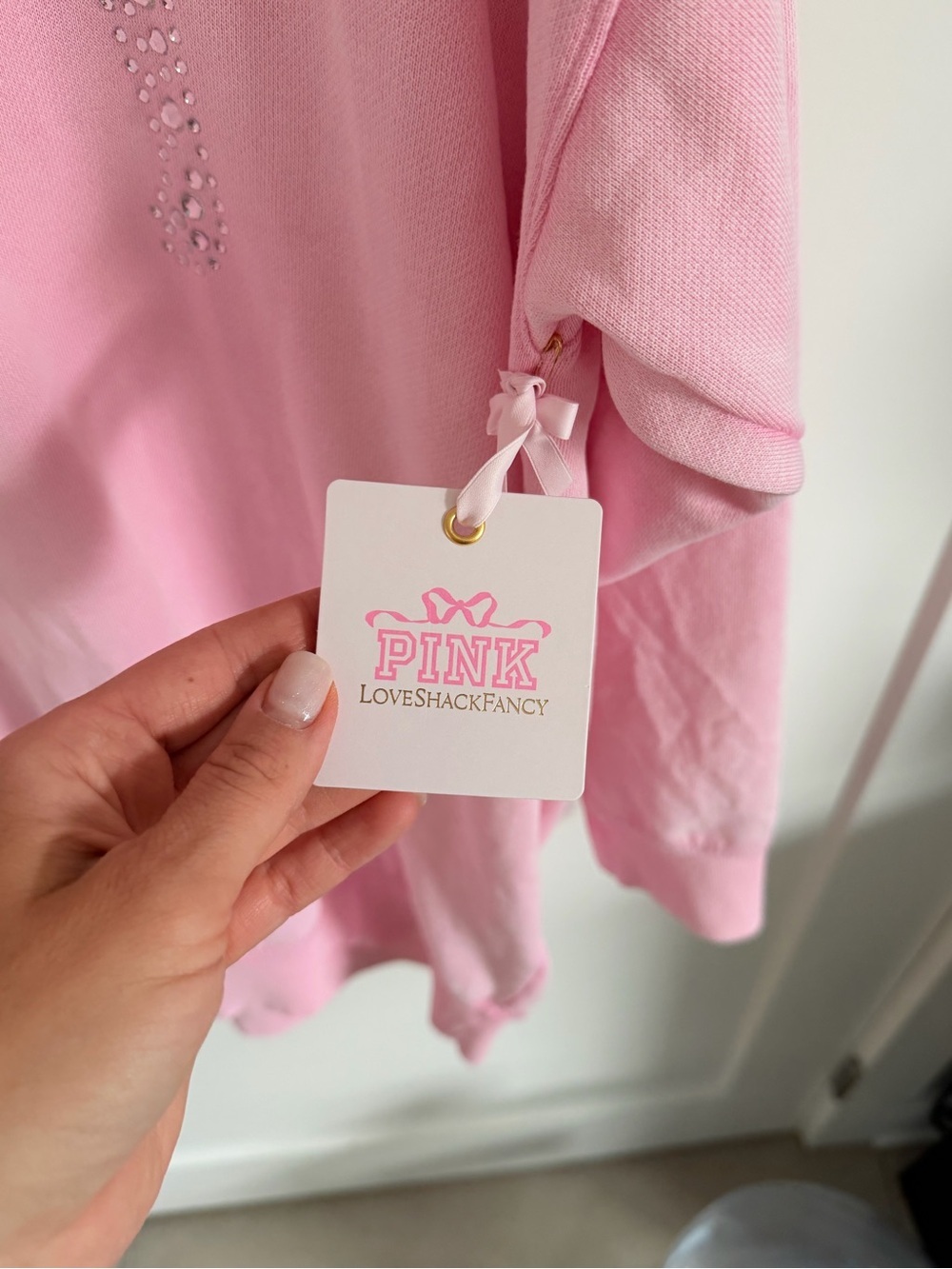 PINK x LoveShackFancy Oversized Crew Neck Dress in Pink Lollipop Wash L - Picture 5 of 6